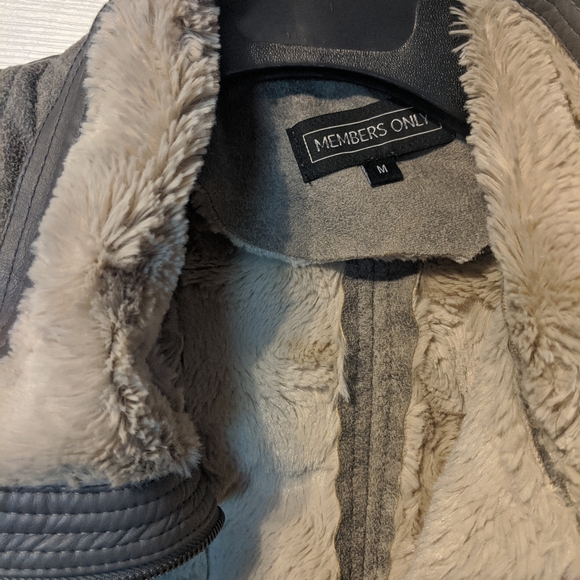 Members Only M grey faux fur lined coat jacket - Picture 5 of 9
